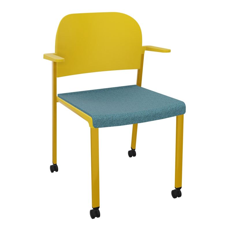 ROMY CHAISE 4P ROULT ASSISE TISSU DOSSIER POLYPRO AVEC ACCOUDOIRS  B4 SX PW