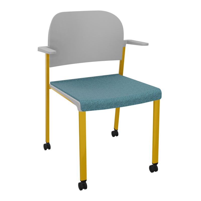 ROMY CHAISE 4P ROULT ASSISE TISSU DOSSIER POLYPRO AVEC ACCOUDOIRS  B4 SX PX