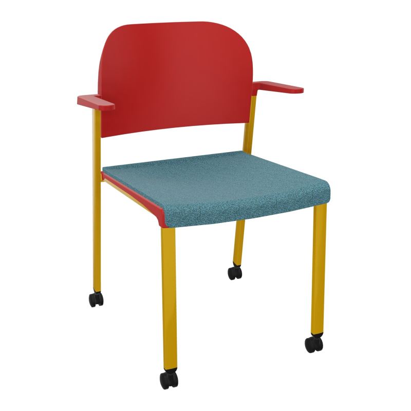 ROMY CHAISE 4P ROULT ASSISE TISSU DOSSIER POLYPRO AVEC ACCOUDOIRS  B4 SX PZ