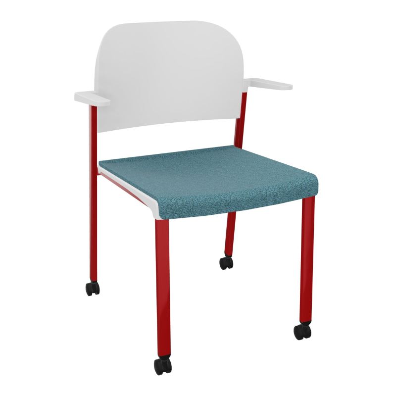 ROMY CHAISE 4P ROULT ASSISE TISSU DOSSIER POLYPRO AVEC ACCOUDOIRS  B4 ZY PT