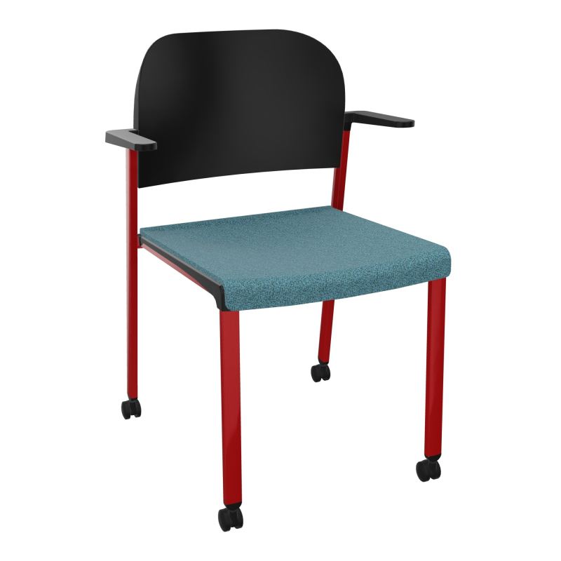 ROMY CHAISE 4P ROULT ASSISE TISSU DOSSIER POLYPRO AVEC ACCOUDOIRS  B4 ZY PU