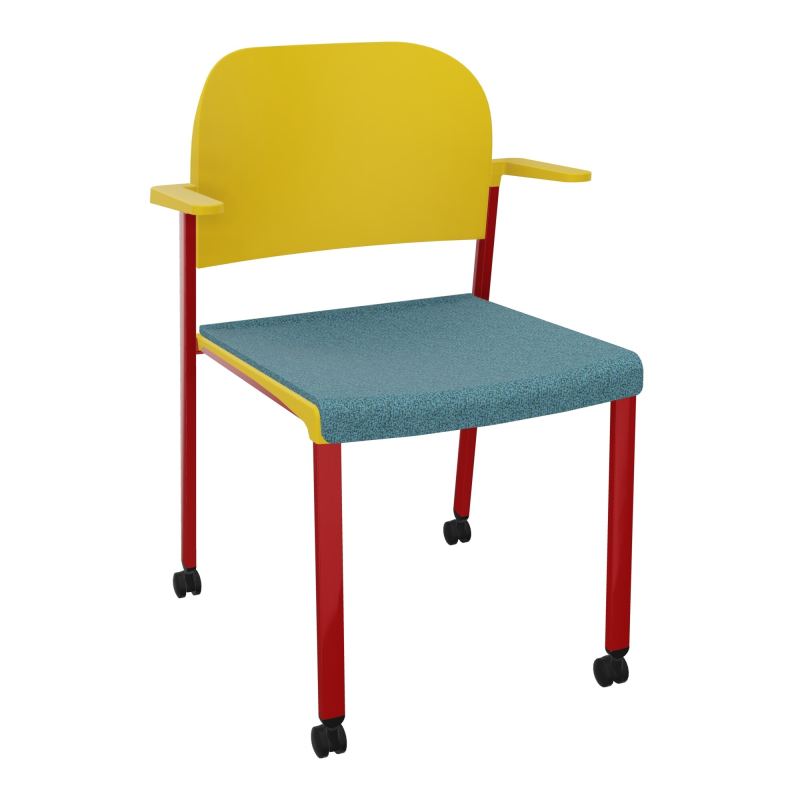 ROMY CHAISE 4P ROULT ASSISE TISSU DOSSIER POLYPRO AVEC ACCOUDOIRS  B4 ZY PW