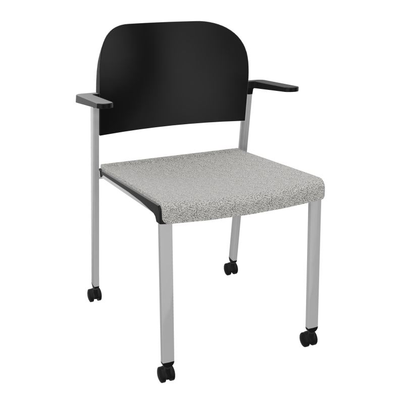 ROMY CHAISE 4P ROULT ASSISE TISSU DOSSIER POLYPRO AVEC ACCOUDOIRS  B5 SB PU
