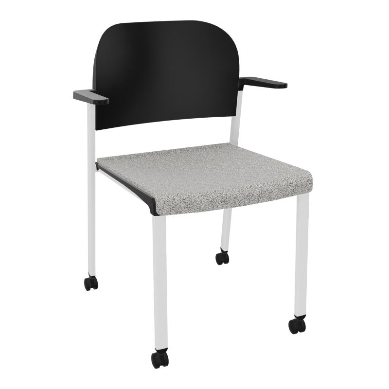 ROMY CHAISE 4P ROULT ASSISE TISSU DOSSIER POLYPRO AVEC ACCOUDOIRS  B5 SP PU