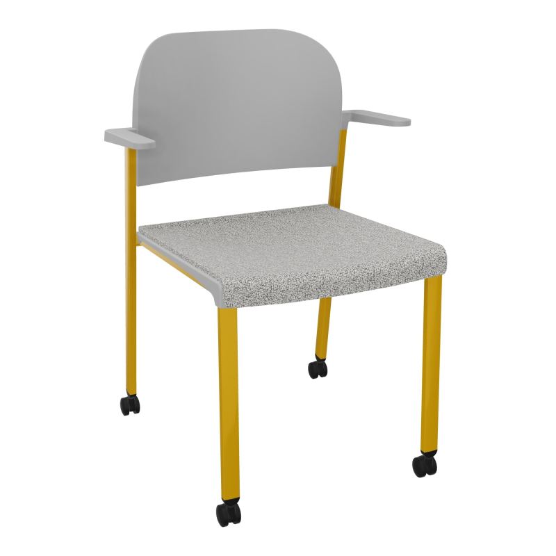 ROMY CHAISE 4P ROULT ASSISE TISSU DOSSIER POLYPRO AVEC ACCOUDOIRS  B5 SX PX