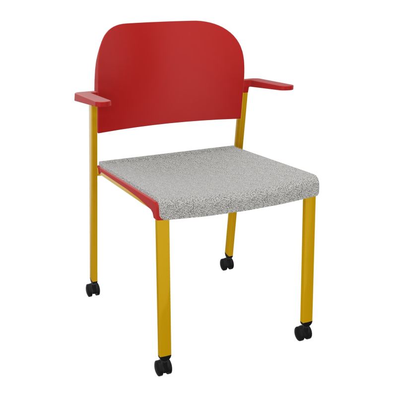 ROMY CHAISE 4P ROULT ASSISE TISSU DOSSIER POLYPRO AVEC ACCOUDOIRS  B5 SX PZ