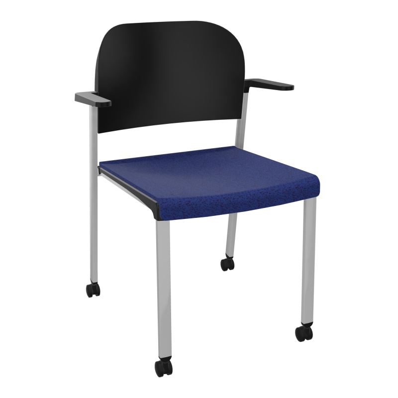ROMY CHAISE 4P ROULT ASSISE TISSU DOSSIER POLYPRO AVEC ACCOUDOIRS  B6 SB PU