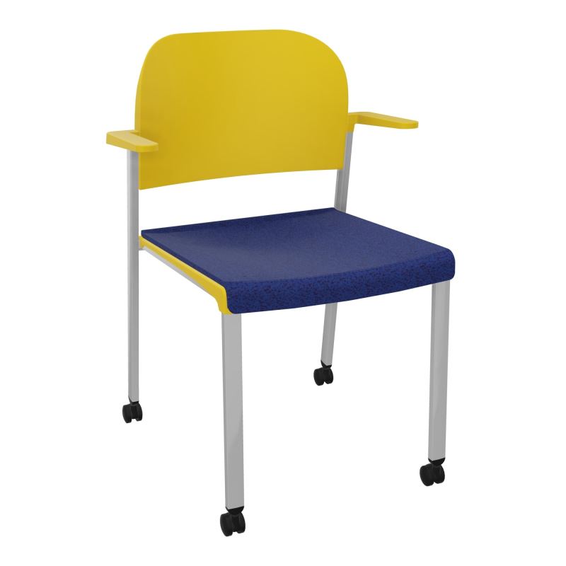 ROMY CHAISE 4P ROULT ASSISE TISSU DOSSIER POLYPRO AVEC ACCOUDOIRS  B6 SB PW