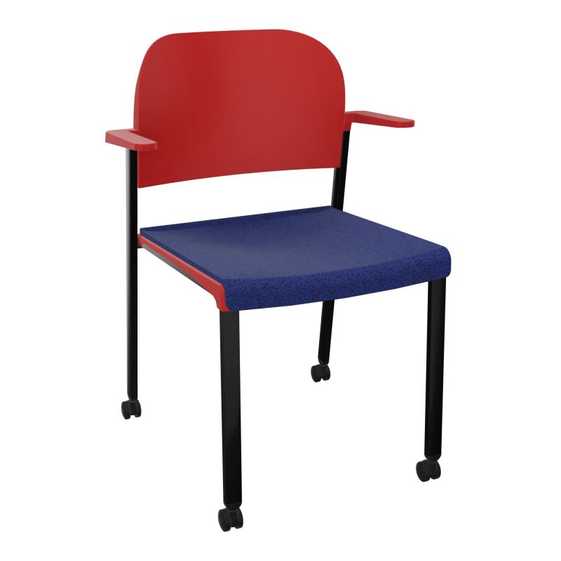 ROMY CHAISE 4P ROULT ASSISE TISSU DOSSIER POLYPRO AVEC ACCOUDOIRS  B6 SG PZ