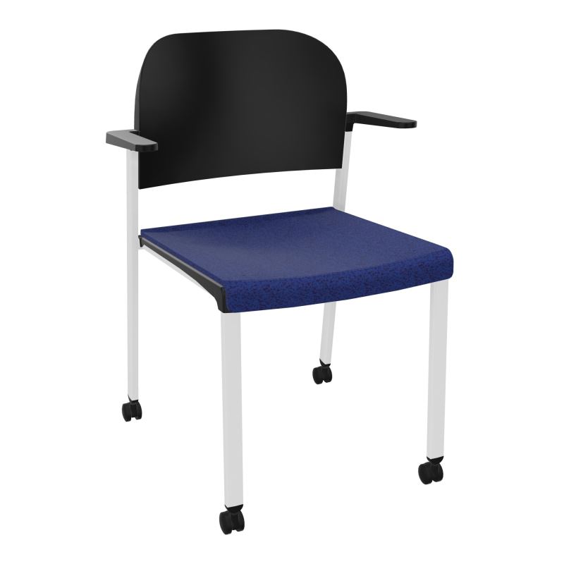 ROMY CHAISE 4P ROULT ASSISE TISSU DOSSIER POLYPRO AVEC ACCOUDOIRS  B6 SP PU