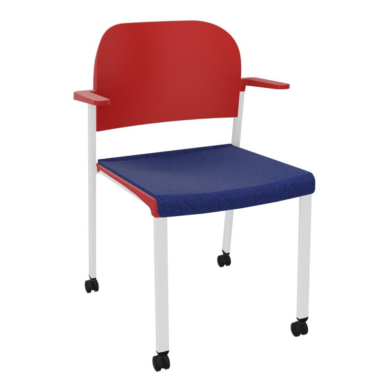 ROMY CHAISE 4P ROULT ASSISE TISSU DOSSIER POLYPRO AVEC ACCOUDOIRS  B6 SP PZ