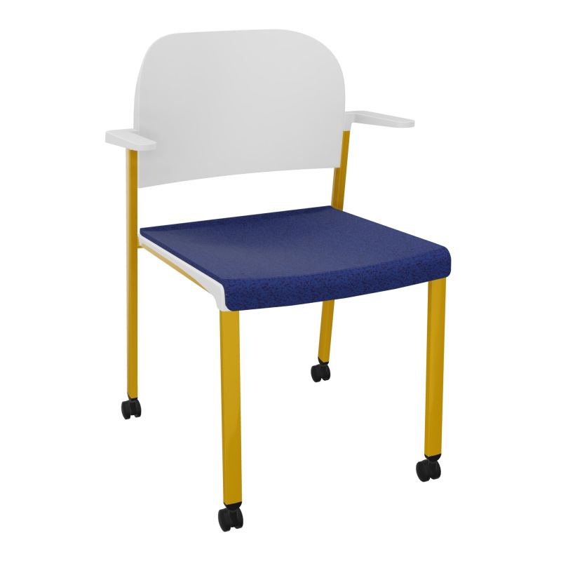 ROMY CHAISE 4P ROULT ASSISE TISSU DOSSIER POLYPRO AVEC ACCOUDOIRS  B6 SX PT