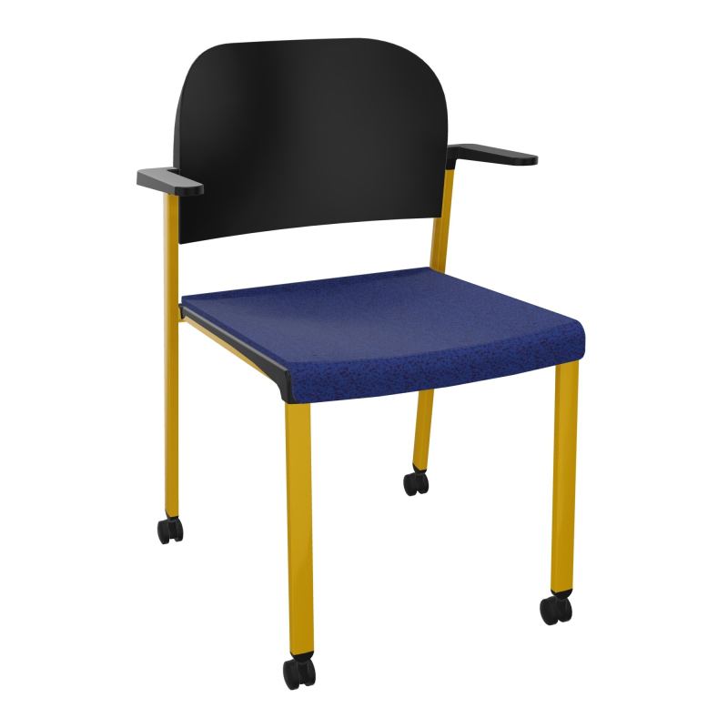 ROMY CHAISE 4P ROULT ASSISE TISSU DOSSIER POLYPRO AVEC ACCOUDOIRS  B6 SX PU