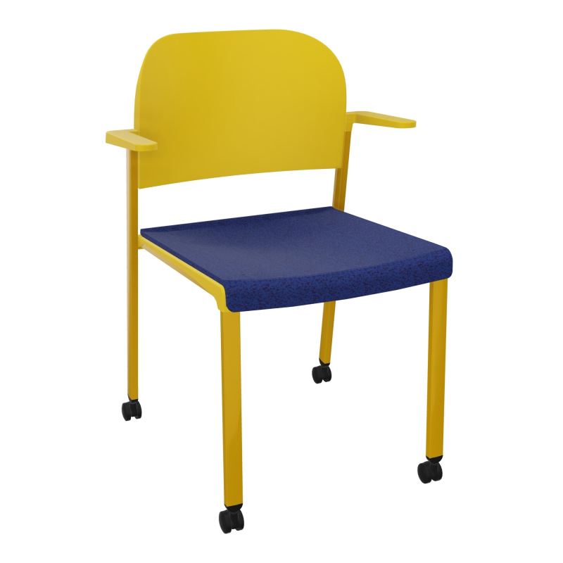 ROMY CHAISE 4P ROULT ASSISE TISSU DOSSIER POLYPRO AVEC ACCOUDOIRS  B6 SX PW