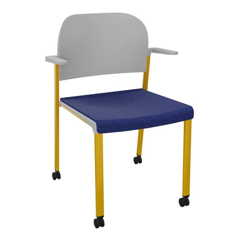 ROMY CHAISE 4P ROULT ASSISE TISSU DOSSIER POLYPRO AVEC ACCOUDOIRS  B6 SX PX