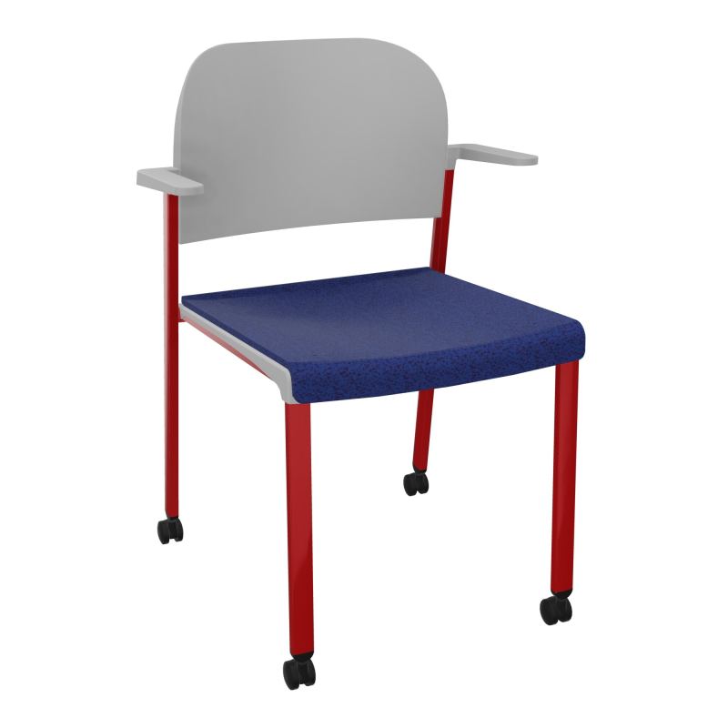 ROMY CHAISE 4P ROULT ASSISE TISSU DOSSIER POLYPRO AVEC ACCOUDOIRS  B6 ZY PX