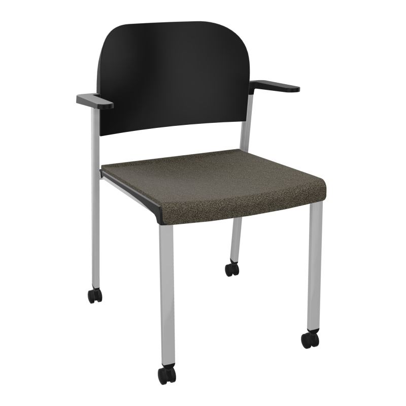 ROMY CHAISE 4P ROULT ASSISE TISSU DOSSIER POLYPRO AVEC ACCOUDOIRS  B7 SB PU