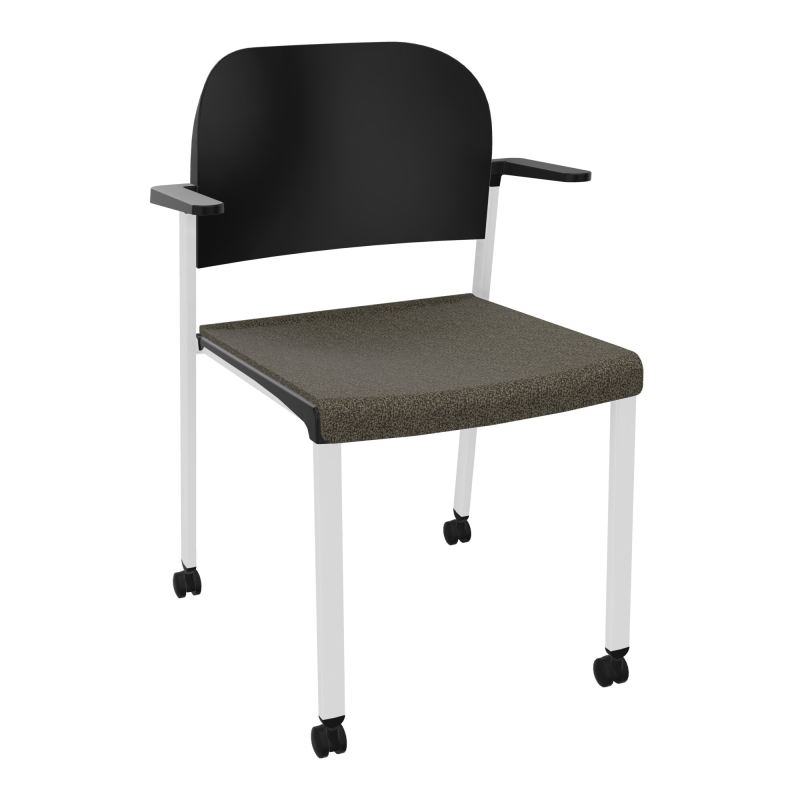 ROMY CHAISE 4P ROULT ASSISE TISSU DOSSIER POLYPRO AVEC ACCOUDOIRS  B7 SP PU