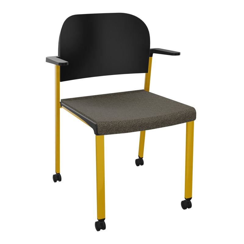 ROMY CHAISE 4P ROULT ASSISE TISSU DOSSIER POLYPRO AVEC ACCOUDOIRS  B7 SX PU