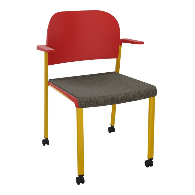 ROMY CHAISE 4P ROULT ASSISE TISSU DOSSIER POLYPRO AVEC ACCOUDOIRS  B7 SX PZ