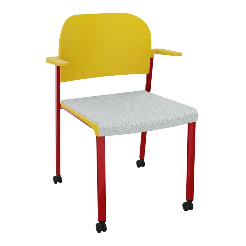 ROMY CHAISE 4P ROULT ASSISE TISSU DOSSIER POLYPRO AVEC ACCOUDOIRS BC ZY PW