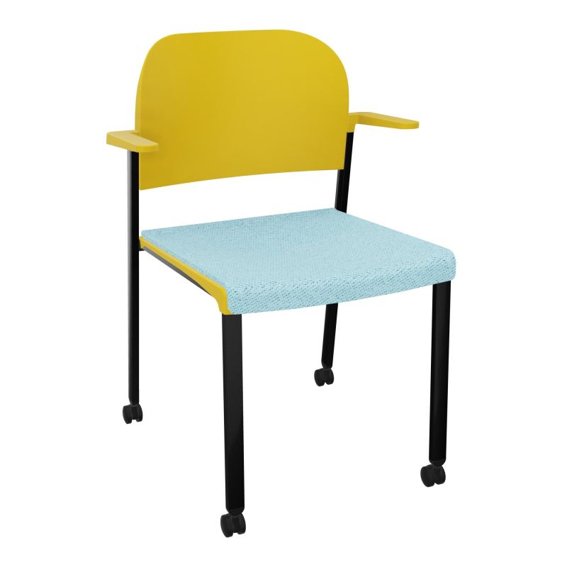 ROMY CHAISE 4P ROULT ASSISE TISSU DOSSIER POLYPRO AVEC ACCOUDOIRS BF SG PW
