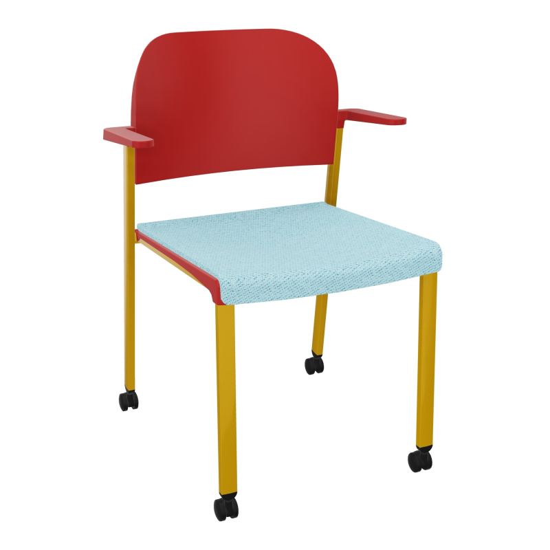 ROMY CHAISE 4P ROULT ASSISE TISSU DOSSIER POLYPRO AVEC ACCOUDOIRS BF SX PZ