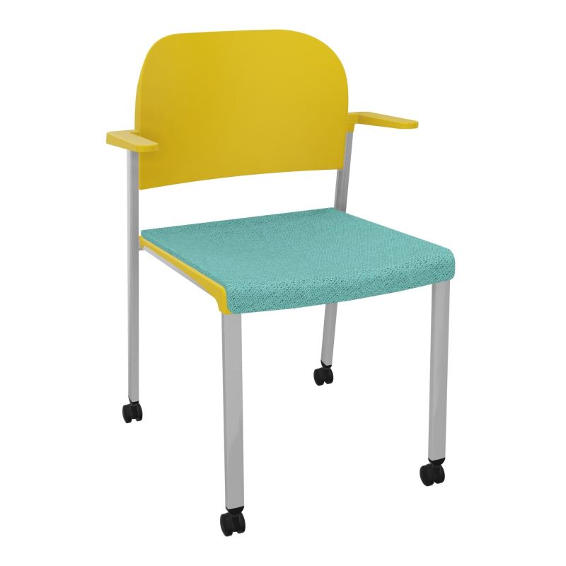 ROMY CHAISE 4P ROULT ASSISE TISSU DOSSIER POLYPRO AVEC ACCOUDOIRS BG SB PW