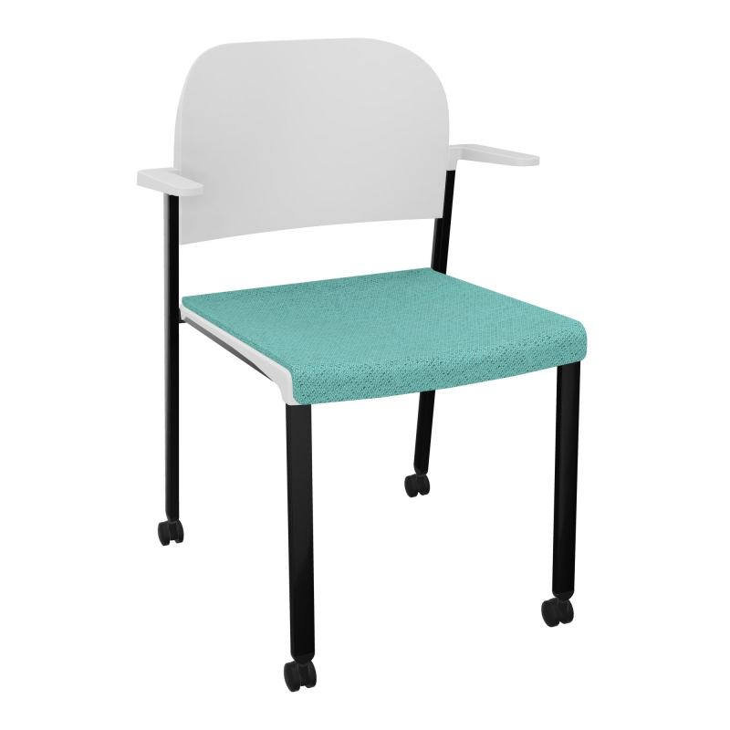 ROMY CHAISE 4P ROULT ASSISE TISSU DOSSIER POLYPRO AVEC ACCOUDOIRS BG SG PT