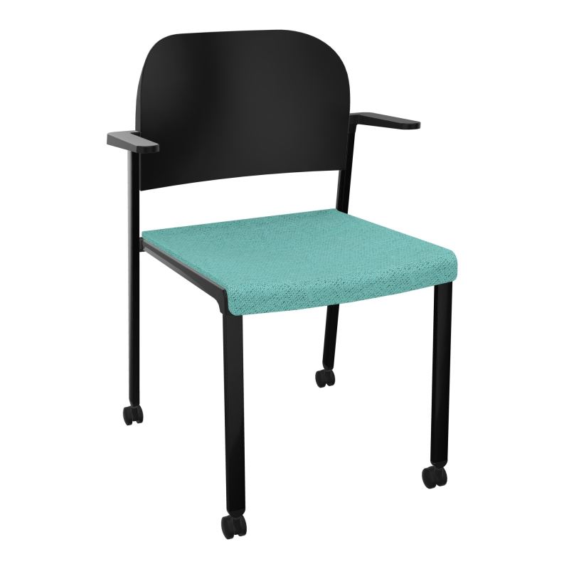ROMY CHAISE 4P ROULT ASSISE TISSU DOSSIER POLYPRO AVEC ACCOUDOIRS BG SG PU