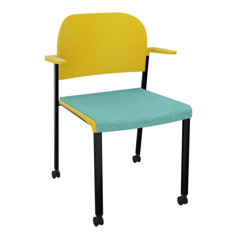 ROMY CHAISE 4P ROULT ASSISE TISSU DOSSIER POLYPRO AVEC ACCOUDOIRS BG SG PW