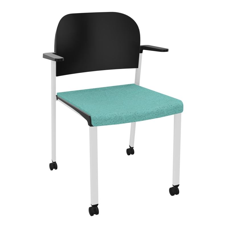 ROMY CHAISE 4P ROULT ASSISE TISSU DOSSIER POLYPRO AVEC ACCOUDOIRS BG SP PU