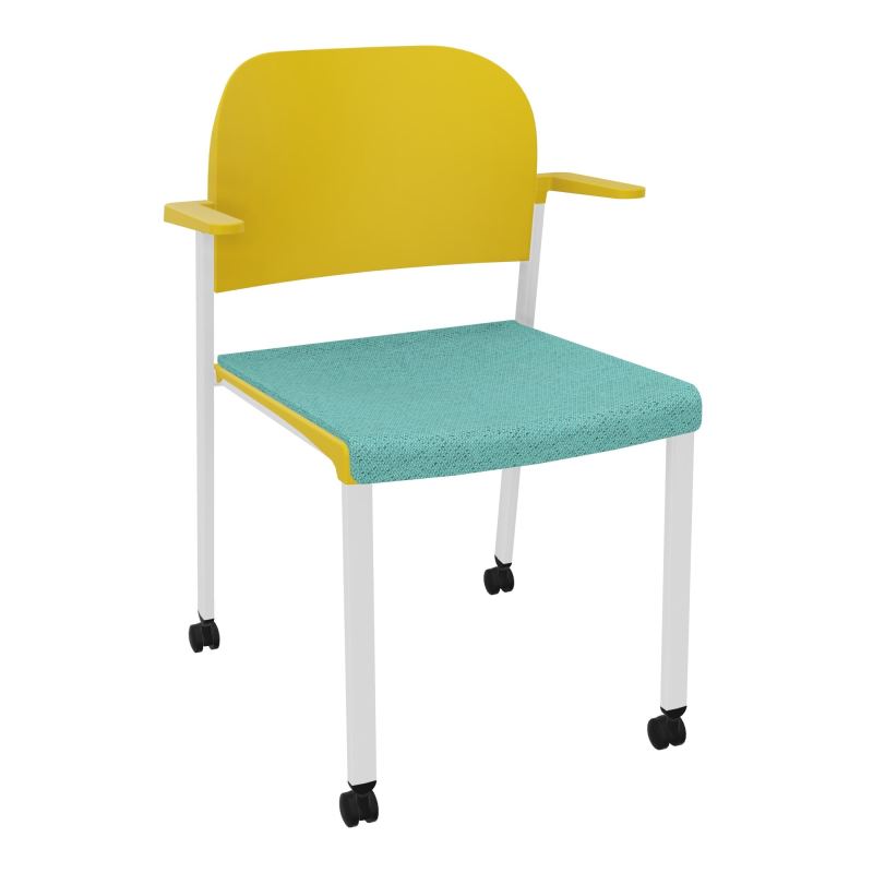 ROMY CHAISE 4P ROULT ASSISE TISSU DOSSIER POLYPRO AVEC ACCOUDOIRS BG SP PW