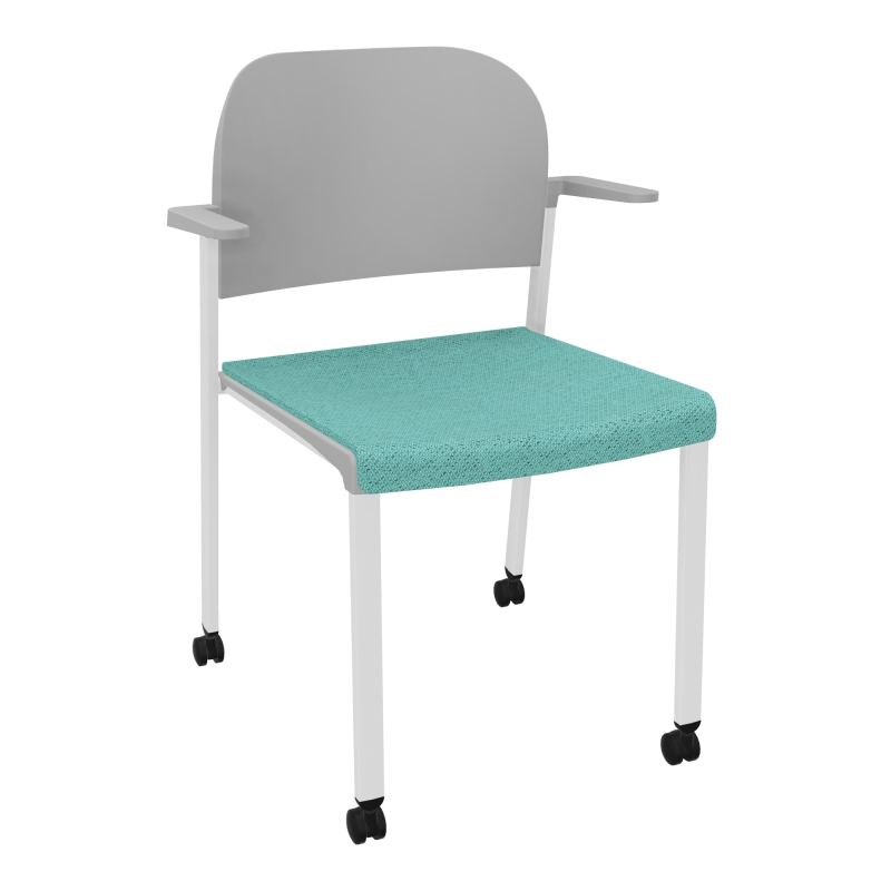 ROMY CHAISE 4P ROULT ASSISE TISSU DOSSIER POLYPRO AVEC ACCOUDOIRS BG SP PX