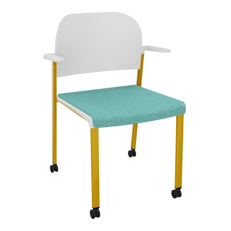 ROMY CHAISE 4P ROULT ASSISE TISSU DOSSIER POLYPRO AVEC ACCOUDOIRS BG SX PT