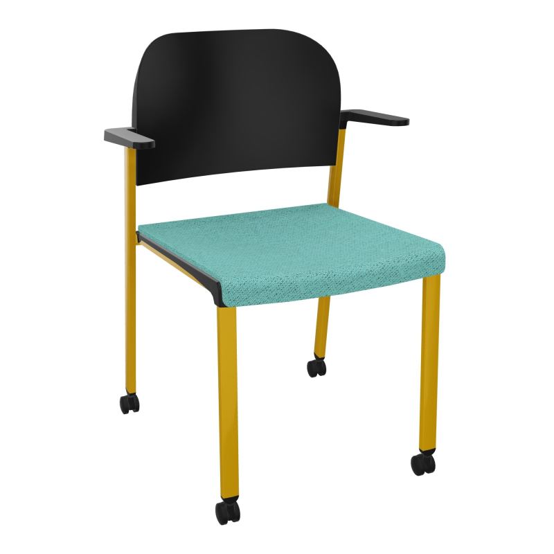 ROMY CHAISE 4P ROULT ASSISE TISSU DOSSIER POLYPRO AVEC ACCOUDOIRS BG SX PU