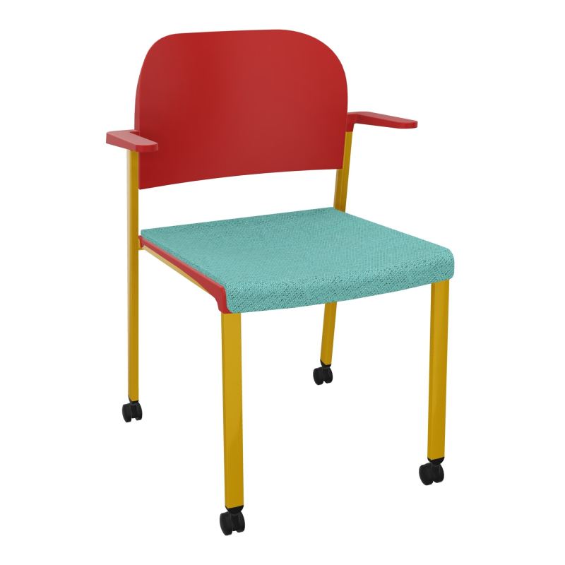ROMY CHAISE 4P ROULT ASSISE TISSU DOSSIER POLYPRO AVEC ACCOUDOIRS BG SX PZ