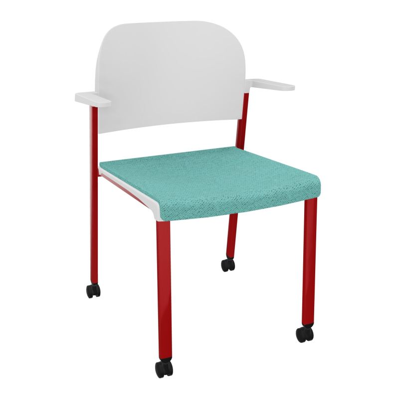 ROMY CHAISE 4P ROULT ASSISE TISSU DOSSIER POLYPRO AVEC ACCOUDOIRS BG ZY PT