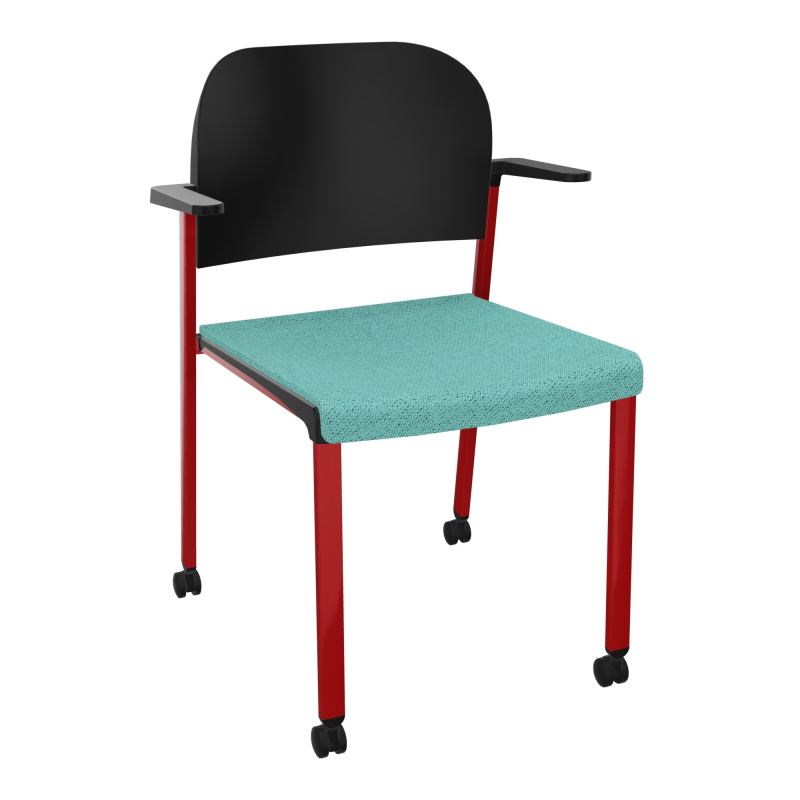 ROMY CHAISE 4P ROULT ASSISE TISSU DOSSIER POLYPRO AVEC ACCOUDOIRS BG ZY PU