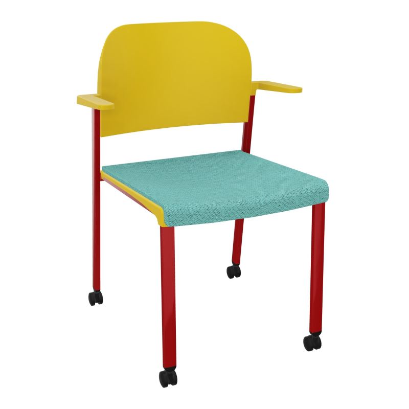ROMY CHAISE 4P ROULT ASSISE TISSU DOSSIER POLYPRO AVEC ACCOUDOIRS BG ZY PW