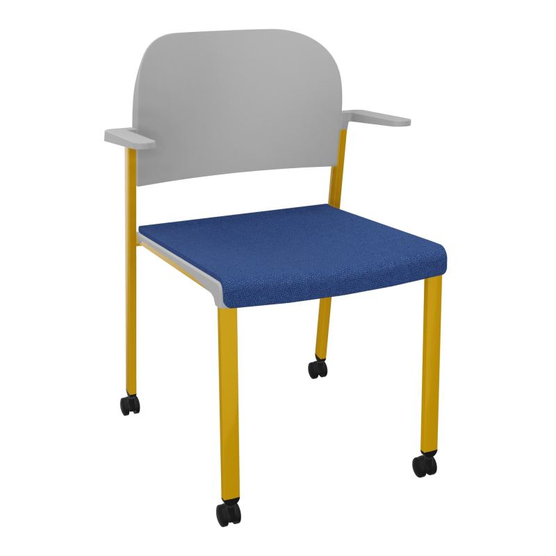 ROMY CHAISE 4P ROULT ASSISE TISSU DOSSIER POLYPRO AVEC ACCOUDOIRS BH SX PX