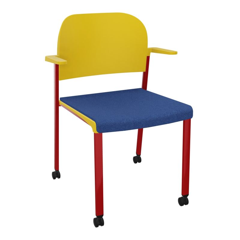 ROMY CHAISE 4P ROULT ASSISE TISSU DOSSIER POLYPRO AVEC ACCOUDOIRS BH ZY PW