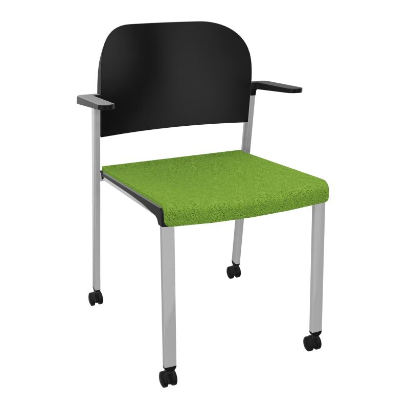 ROMY CHAISE 4P ROULT ASSISE TISSU DOSSIER POLYPRO AVEC ACCOUDOIRS BK SB PU