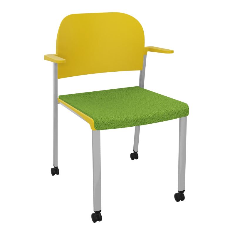 ROMY CHAISE 4P ROULT ASSISE TISSU DOSSIER POLYPRO AVEC ACCOUDOIRS BK SB PW