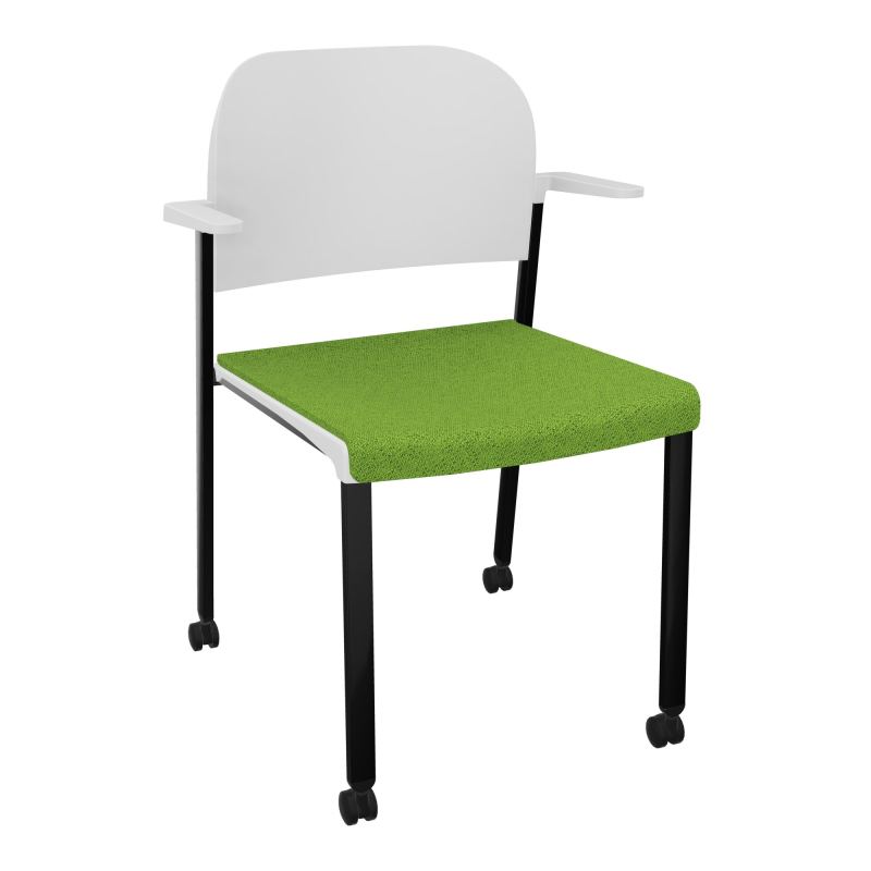 ROMY CHAISE 4P ROULT ASSISE TISSU DOSSIER POLYPRO AVEC ACCOUDOIRS BK SG PT