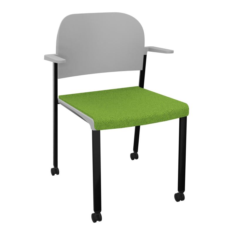 ROMY CHAISE 4P ROULT ASSISE TISSU DOSSIER POLYPRO AVEC ACCOUDOIRS BK SG PX