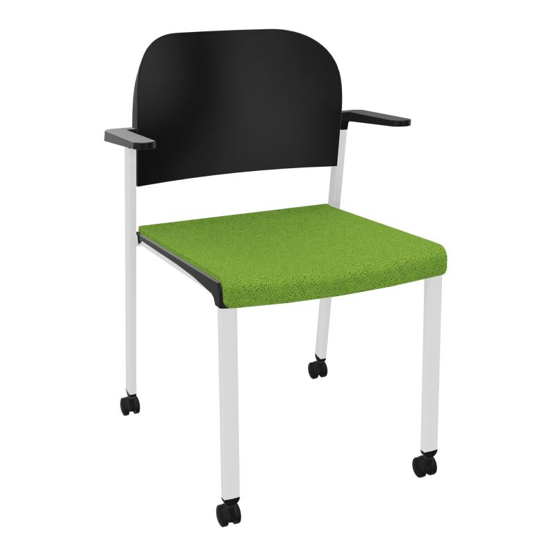 ROMY CHAISE 4P ROULT ASSISE TISSU DOSSIER POLYPRO AVEC ACCOUDOIRS BK SP PU