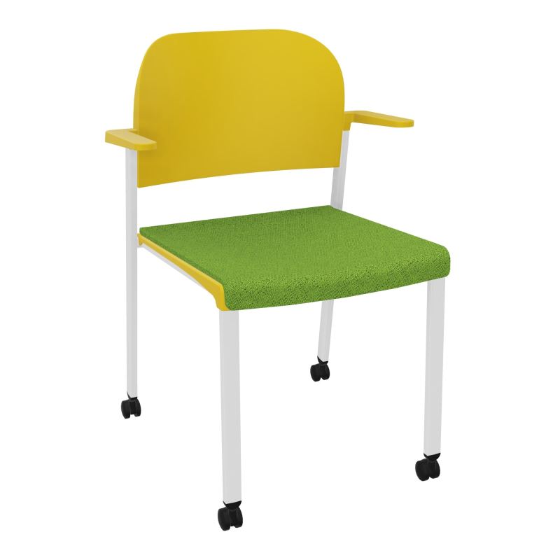 ROMY CHAISE 4P ROULT ASSISE TISSU DOSSIER POLYPRO AVEC ACCOUDOIRS BK SP PW