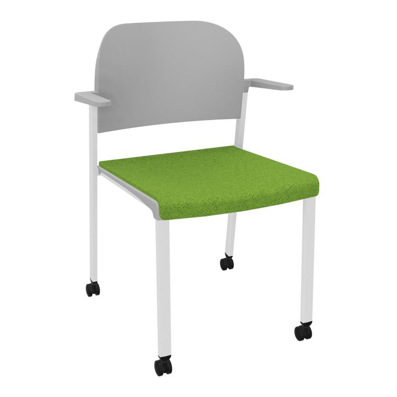 ROMY CHAISE 4P ROULT ASSISE TISSU DOSSIER POLYPRO AVEC ACCOUDOIRS BK SP PX