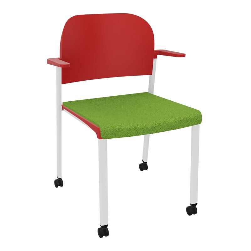 ROMY CHAISE 4P ROULT ASSISE TISSU DOSSIER POLYPRO AVEC ACCOUDOIRS BK SP PZ
